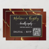 🤵 Burgund Gold Elegante Abstrakte Hochzeit Einladung (Vorne/Hinten)