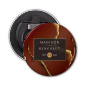 🤵 Burgund Gold Elegante Abstrakte Hochzeit Flaschenöffner (Vorderseite)