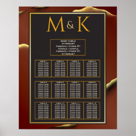 🤵 Burgund Gold Elegante Abstrakte Hochzeit Poster