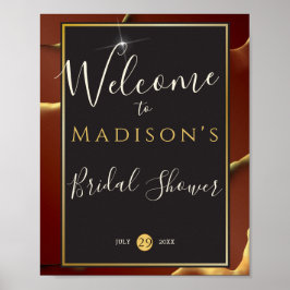 🤵 Burgund Gold Elegante Abstrakte Hochzeit Poster