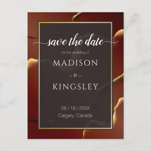 🤵 Burgund Gold Elegante Abstrakte Hochzeit Postkarte (Vorderseite)