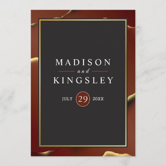 🤵 Burgund Gold Elegante Abstrakte Hochzeit Programm (Vorderseite)