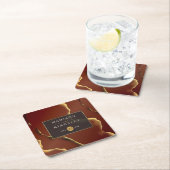 🤵 Burgund Gold Elegante Abstrakte Hochzeit Rechteckiger Pappuntersetzer (Vor Ort)