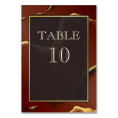🤵 Burgund Gold Elegante Abstrakte Hochzeit Tischnummer (Rückseite)