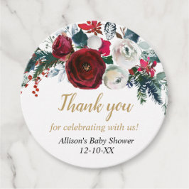 Burgund Gold elegante Weihnachtsblüte Geschenkanhänger