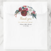 Burgund Gold elegante Weihnachtsblüte Runder Aufkleber (Tasche)