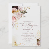 Burgund Gold Fall elegante Hochzeitseinladung Einladung (Vorderseite)