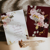 Burgund Gold Fall elegante Hochzeitseinladung Einladung