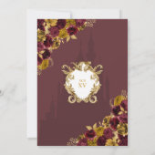 Burgund & Gold Flora Elegantes Quinceñera Einladung (Rückseite)