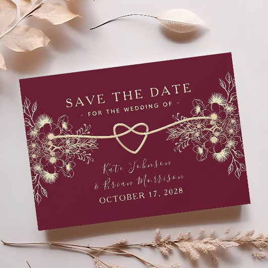 Burgund Gold Floral Fall Save The Date