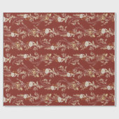 Burgund Gold Floral Geschenkpapier (Flach)