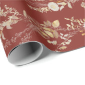 Burgund Gold Floral Geschenkpapier (Rolleneckpunkt)