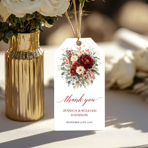 Burgund Gold Floral Herbst Boho Hochzeitsgeschenk- Geschenkanhänger