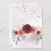 Burgund Gold Floral Prinzessin Quinceañera Einladung (Rückseite)