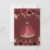 Burgund Gold Floral Prinzessin Quinceanera RSVP Karte (Rückseite)