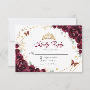 Burgund Gold Floral Quinceanera Antwort