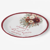 Burgund Gold florale boho Herbst-Brautparty Pappteller (Schrägansicht)