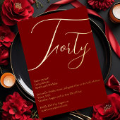 Burgund & Gold Foil 40. Geburtstagsfeier Folieneinladung
