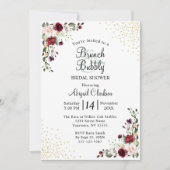 Burgund Gold Foil Brunch & Bubbly Brautparty Einladung (Vorderseite)