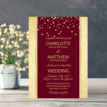 Burgund Gold Foil Glitzer Einladung Hochzeit