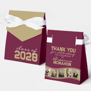 Burgund & Gold Foto-Collage-Filmstreifen Geschenkschachtel