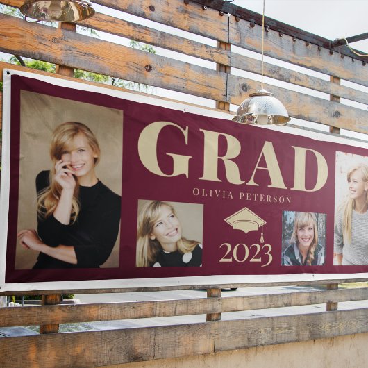 Burgund Gold Foto Graduate Class 2023 Banner