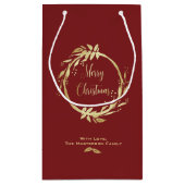 Burgund Gold Frohe Weihnachten Heiliger Wreath Url Kleine Geschenktüte (Rückseite)
