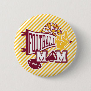 Burgund & Gold Fußball-Mama Button