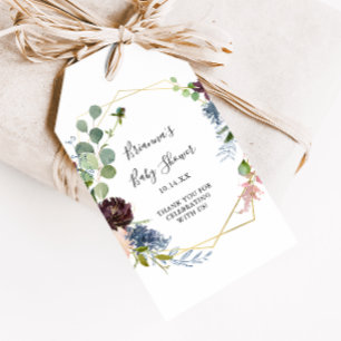 Burgund Gold Geometrische Babyparty Geschenkanhänger