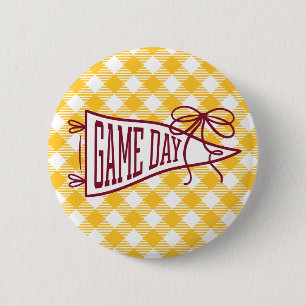 Burgund & Gold Gingham Spieltags-Wimpel Button