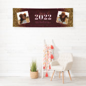 Burgund Gold Glitzer 2 Foto Klasse Abschluss Banner (Insitu)