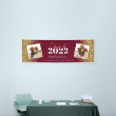 Burgund Gold Glitzer 2 Foto Klasse Abschluss Banner (Messeveranstaltung)