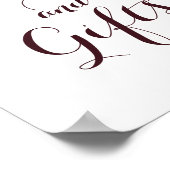 Burgund Gold Glitzer Karten und Geschenke Poster (Ecke)