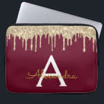 Burgund Gold Glitzer Sparkasse Monogramm Laptopschutzhülle<br><div class="desc">Burgund Marsala und Gold Imitate Dripping Modern und Elegant Girly Glitzer und Sparkle elegante Monogram Case. Dieser Fall kann individuell auf Ihren Anfangs- und Vornamen angepasst werden.</div>