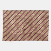 Burgund Gold Glitzer Streifen Geschirrtuch (Horizontal)