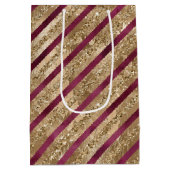 Burgund Gold Glitzer Streifen Mittlere Geschenktüte (Rückseite)