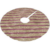 Burgund Gold Glitzer Streifen Polyester Weihnachtsbaumdecke (Schrägansicht)