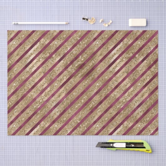 Burgund Gold Glitzer Streifen Seidenpapier (Handwerk)