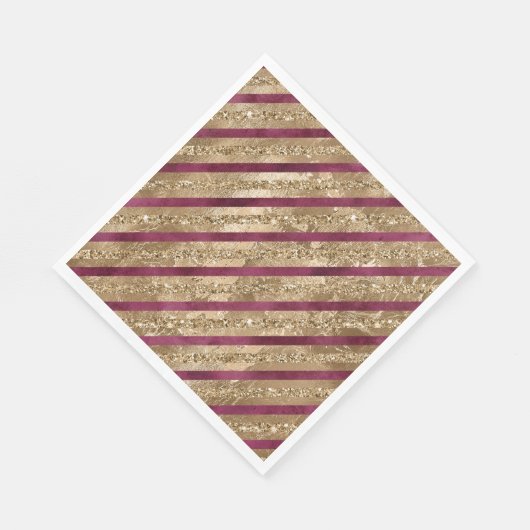 Burgund Gold Glitzer Streifen Serviette (Ecke)