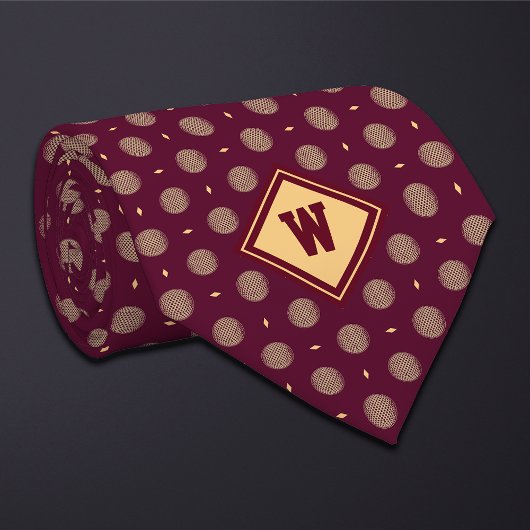 Burgund Gold Golf Ball Icon Krawatte