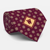 Burgund Gold Golf Ball Icon Krawatte (Gerollt)