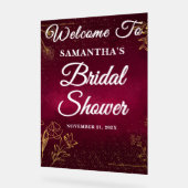 Burgund & Gold Herbst Brautparty Willkommen Acrylschild (Winkel)