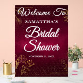 Burgund & Gold Herbst Brautparty Willkommen Acrylschild (Hochzeit)