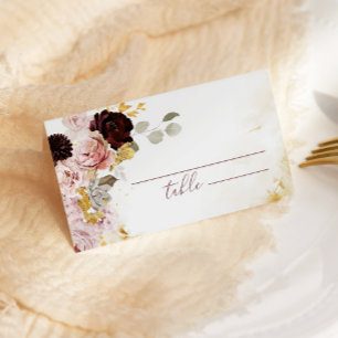 Burgund Gold Hochzeit im Herbst Platzkarten