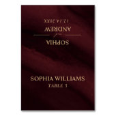 Burgund & Gold Hochzeitskarte Tischnummer (Vorderseite)