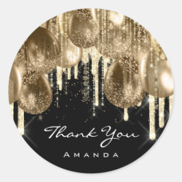 Burgund GOLD Jubiläum GLITZER BALLONS TROPFEN Runder Aufkleber