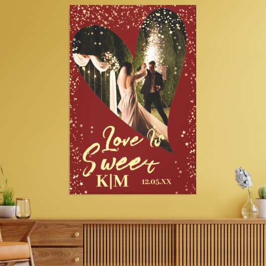 Burgund Gold Liebe ist süße Hochzeit Leinwanddruck (Insitu (Wohnzimmer))