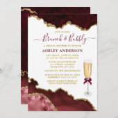 Burgund Gold Marble Bridal Brunch Einladung (Vorne/Hinten)