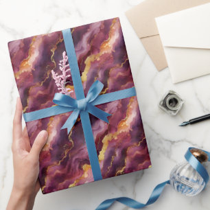 Burgund & Gold-Marmor Geschenkpapier