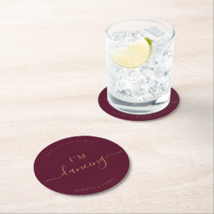 Burgund Gold Minimalistisch Nimm meinen Drink nich Runder Pappuntersetzer